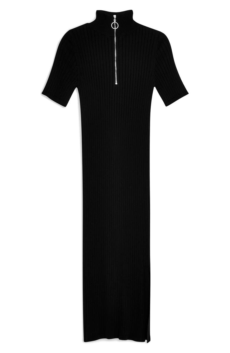 Topshop Ribbed Zip-Up Sweater Dress, Alternate, color,