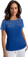 Jessica London Stretch Lace Neckline Top