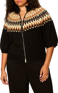 Sanctuary Fair Isle Zip Up Sweater