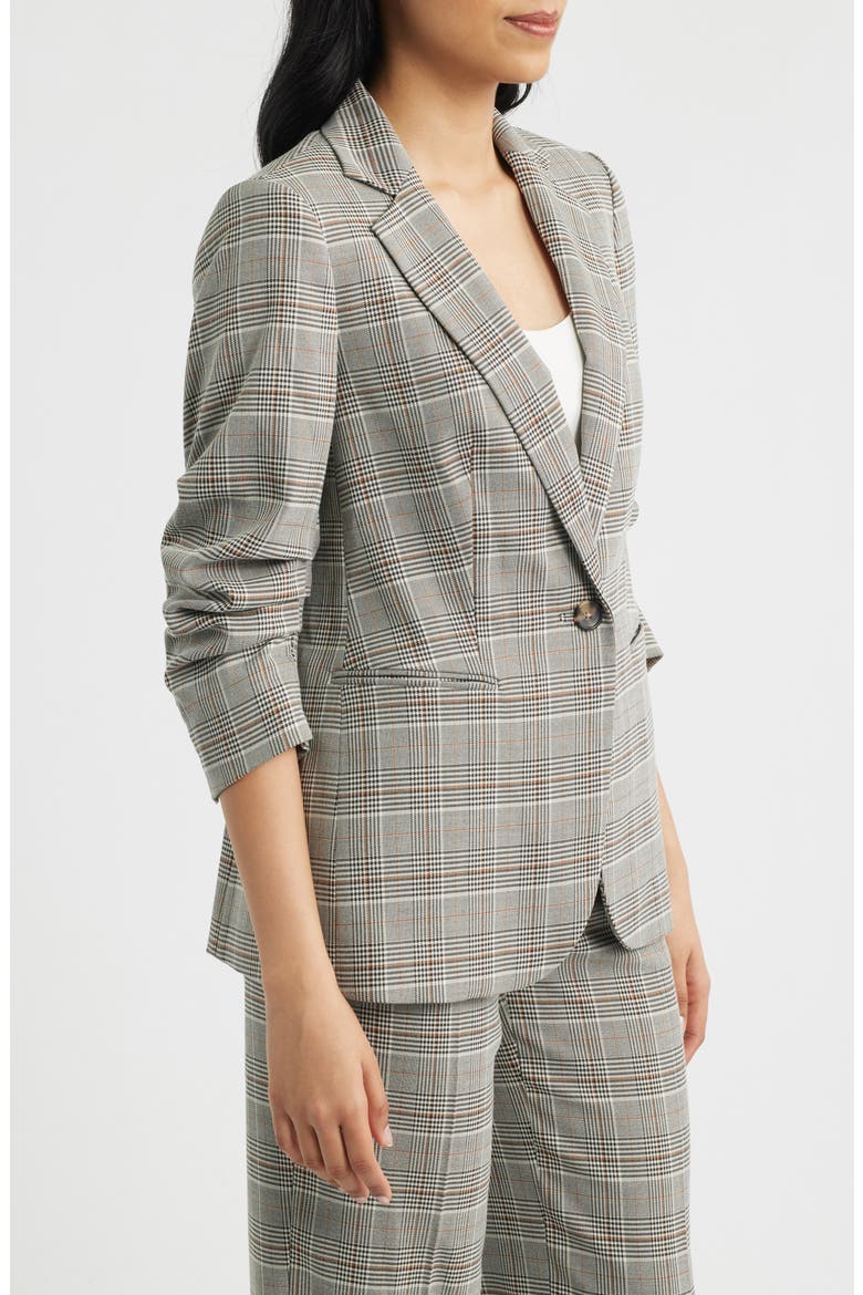 Windowpane Plaid Scrunch Sleeve Jacket, Alternate, color, ANNE BLACK MULTI