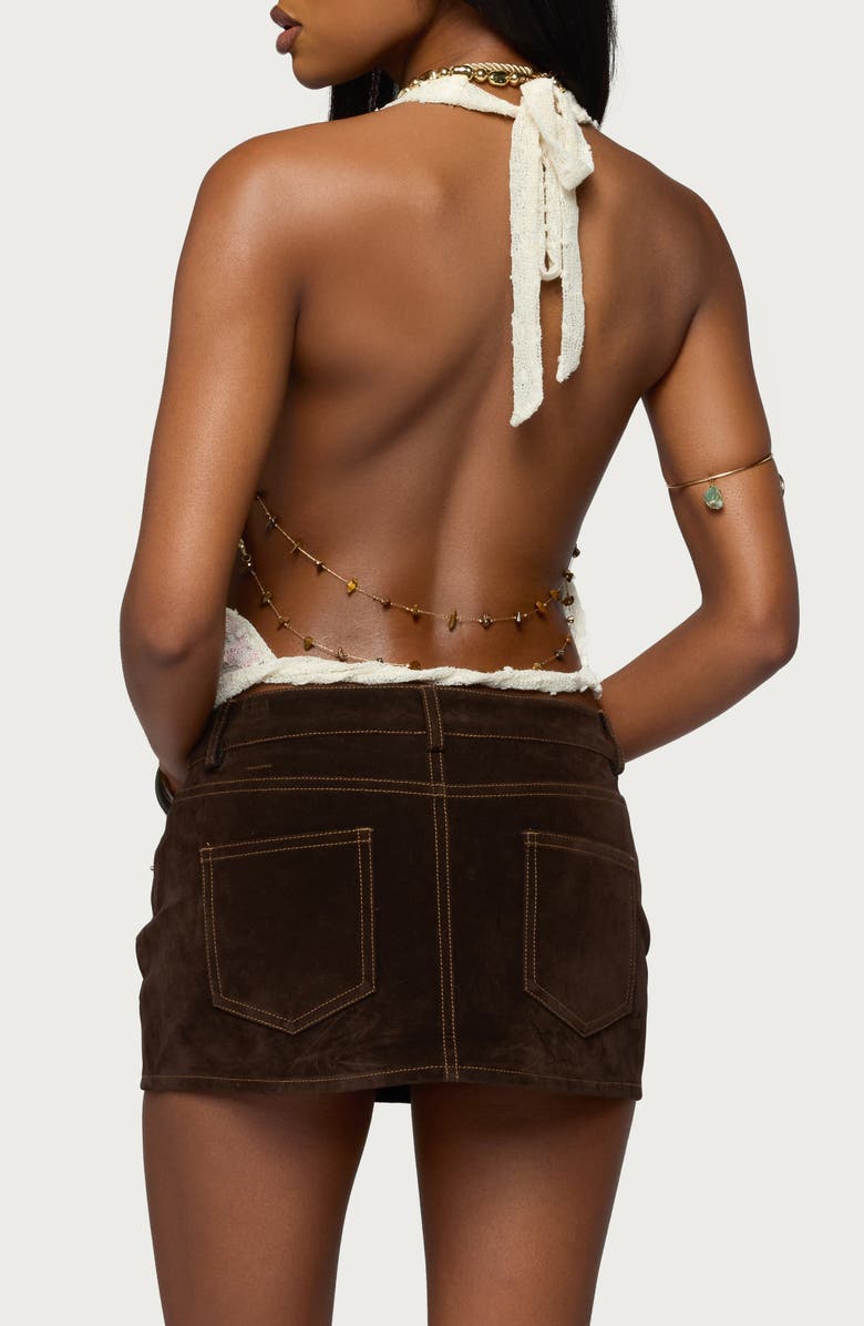 EDIKTED Textured Beaded Chain Open Back Halter Top, Alternate, color, 