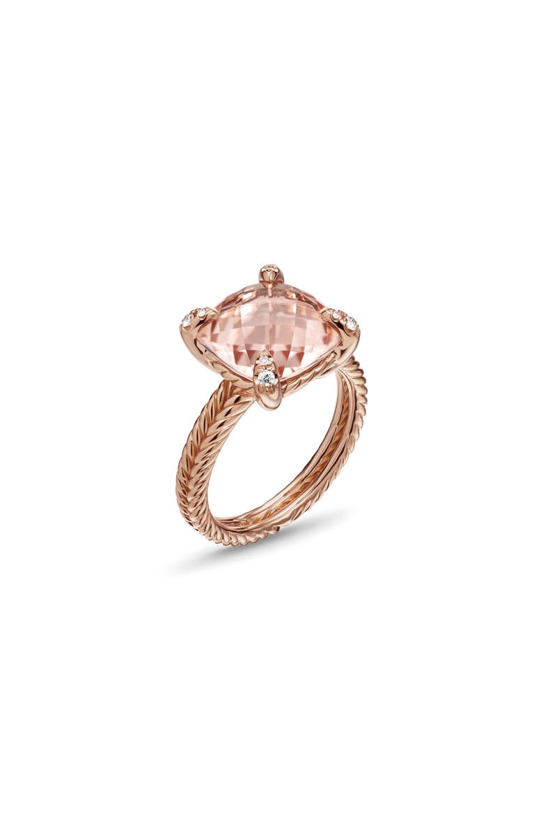 David Yurman Châtelaine<sup>®</sup> Morganite & Diamond Ring in 18K Rose Gold, Alternate, color, Rose Gold/ Diamond/ Morganite