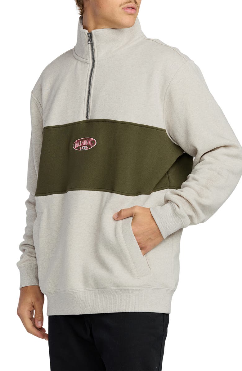 Billabong Bad Dog Half Zip Sweatshirt, Alternate, color, Sand Heather