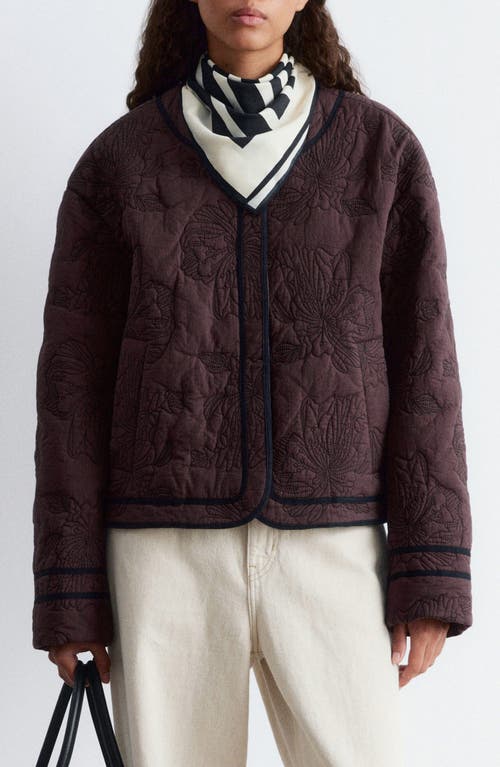 & Other Stories Floral Cotton Quilted Jacket in Brown Dark  product