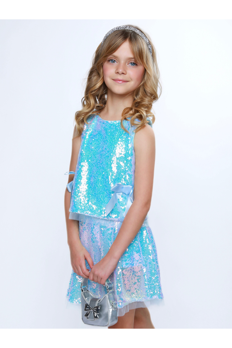 Sweet Sparkle Sequin Tank Top and Skirt Set, Alternate, color, Blue