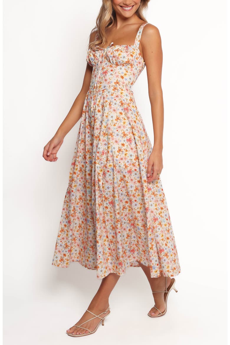 Wisteria Floral Sleeveless Midi Dress, Alternate, color, ORANGE