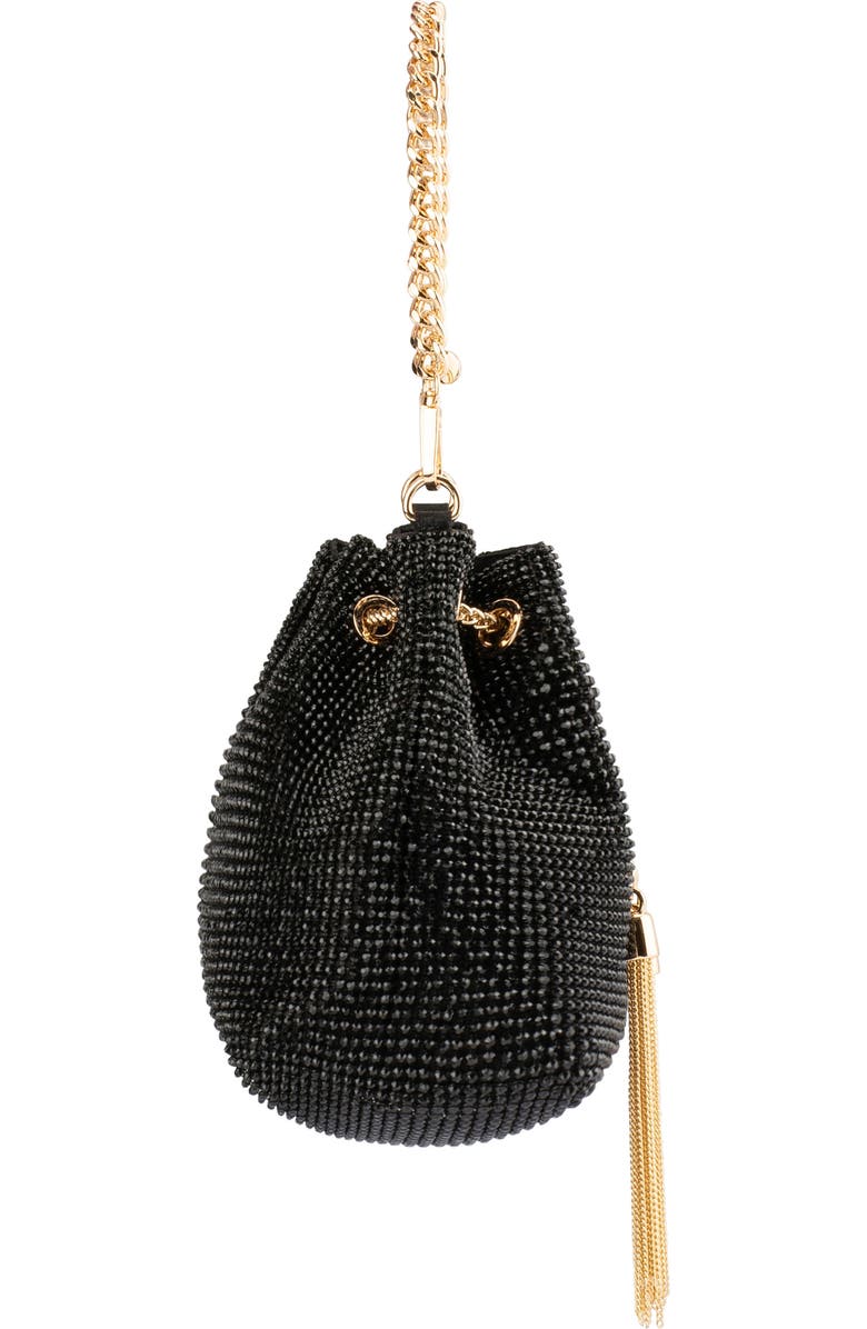 Olga Berg Miranda Drawstring Bucket Bag, Alternate, color, Black