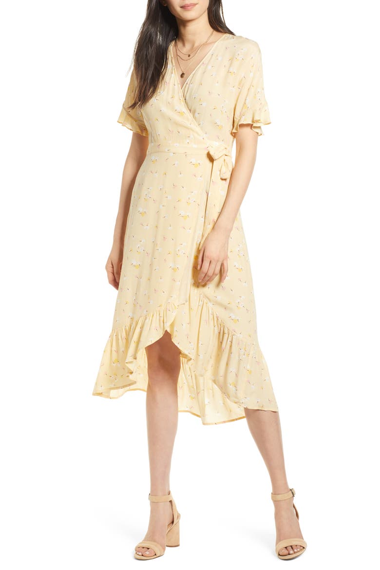 Florence Daisy Print Wrap Dress, Main, color, SUNNY FLORAL