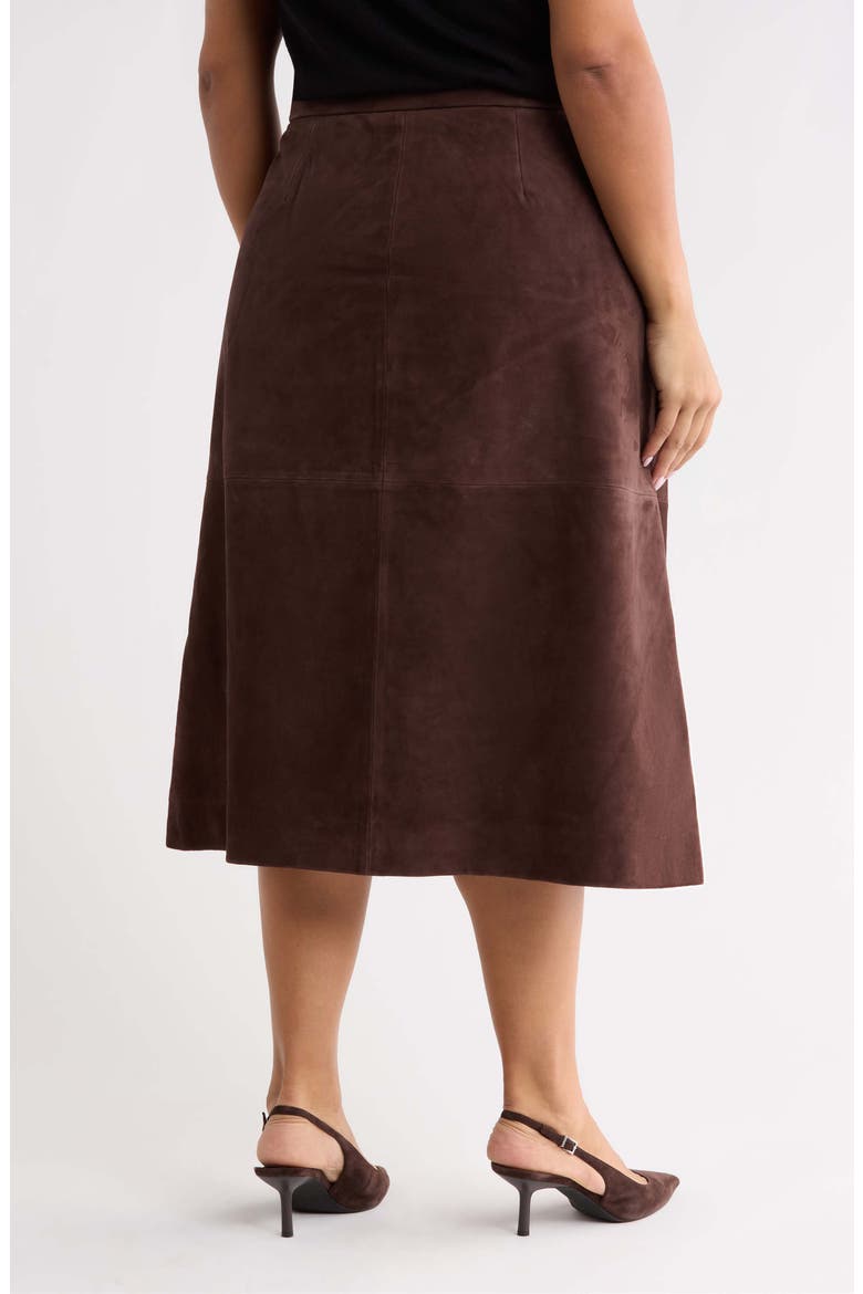 A-Line Suede Midi Skirt, Alternate, color, BROWN COFFEE