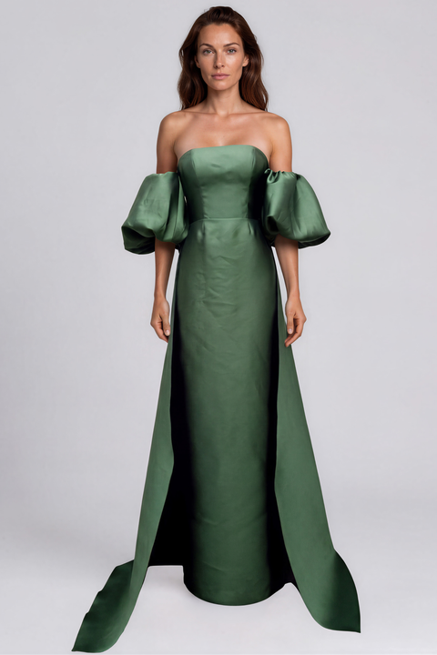 Off The Shoulder Mikado Column Gown