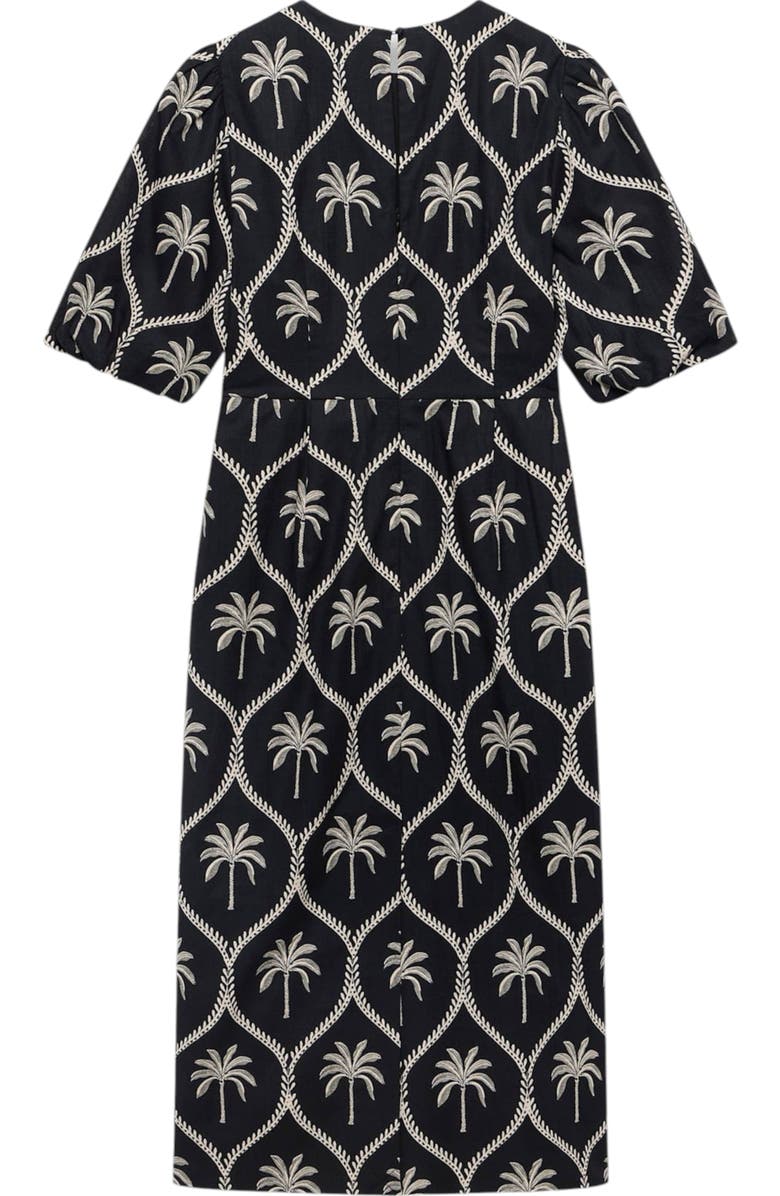 MINT VELVET Palm Printed Dress, Alternate, color, Black