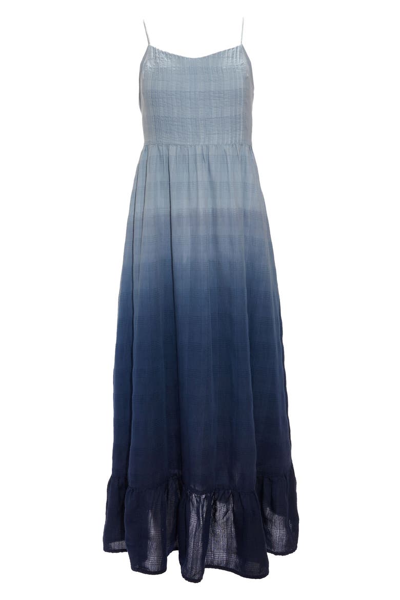 Dip Dye Cami Pintuck Ruffle Dress, Main, color, DUSTYPOOL BENGALIINDIGO DIPDYE