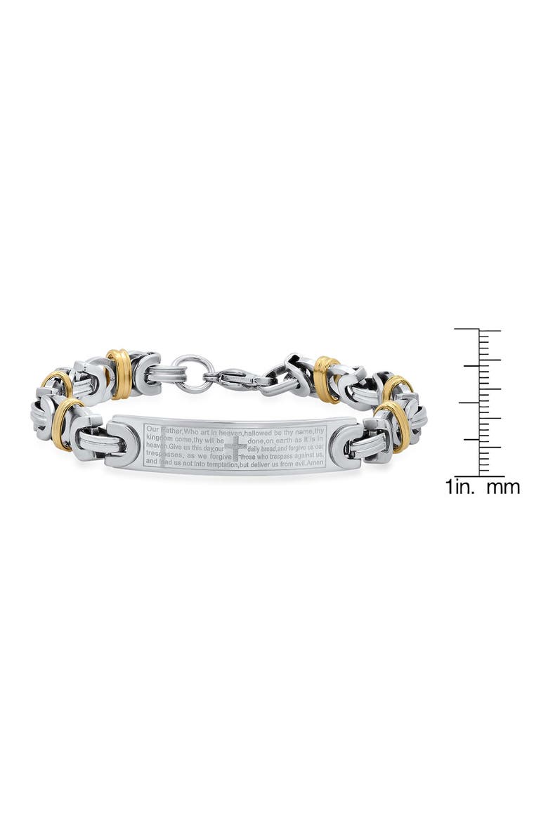 Men's Two-Tone Lord's Prayer Bar Bracelet, Alternate, color, SILVER