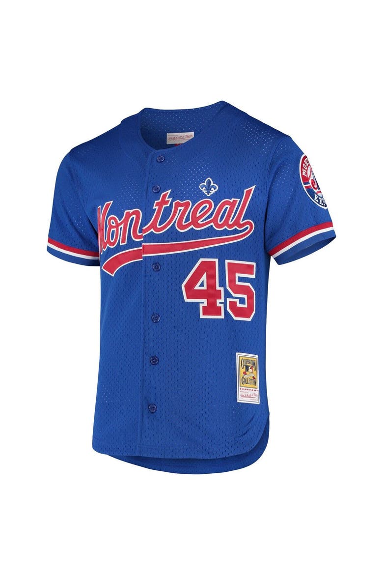 Men's Mitchell & Ness Pedro Martinez Blue Montreal Expos Cooperstown Collection Mesh Batting Practice Button-Up Jersey, Alternate, color, Blue