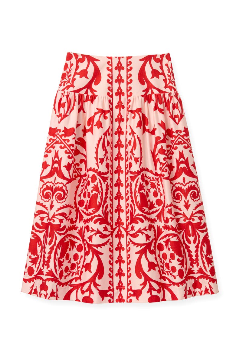 Georgia Printed Midi Skirt, Main, color, Poppy