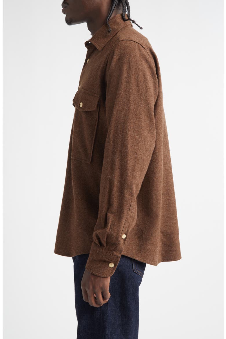 Relaxed Wool Button-Up Shirt, Alternate, color, COCOA BROWN