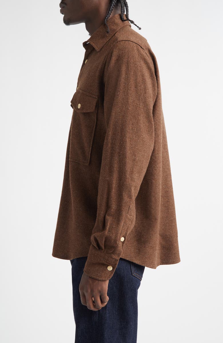 Drake's Relaxed Wool Button-Up Shirt, Alternate, color, Cocoa Brown