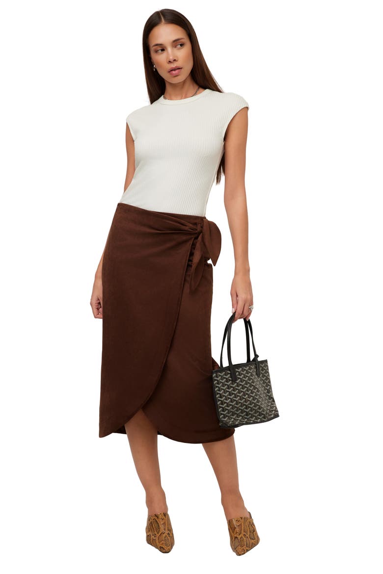 Penelope Wrap Midi Skirt, Alternate, color, WOOD