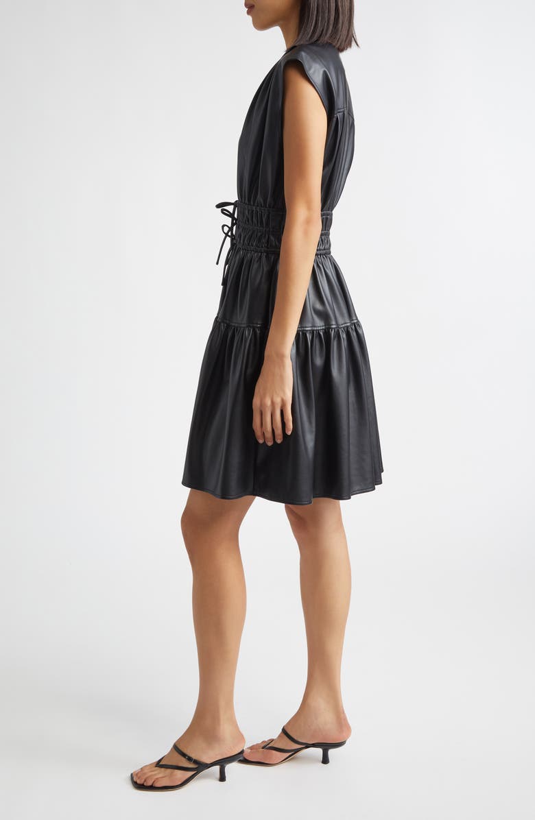 Derek Lam 10 Crosby Tora Faux Leather Fit & Flare Dress, Alternate, color, Black