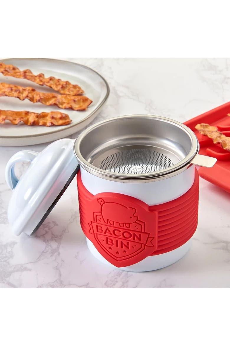 Enamel Coated Metal Bacon Bin Grease Container, 1 cup, Alternate, color, White