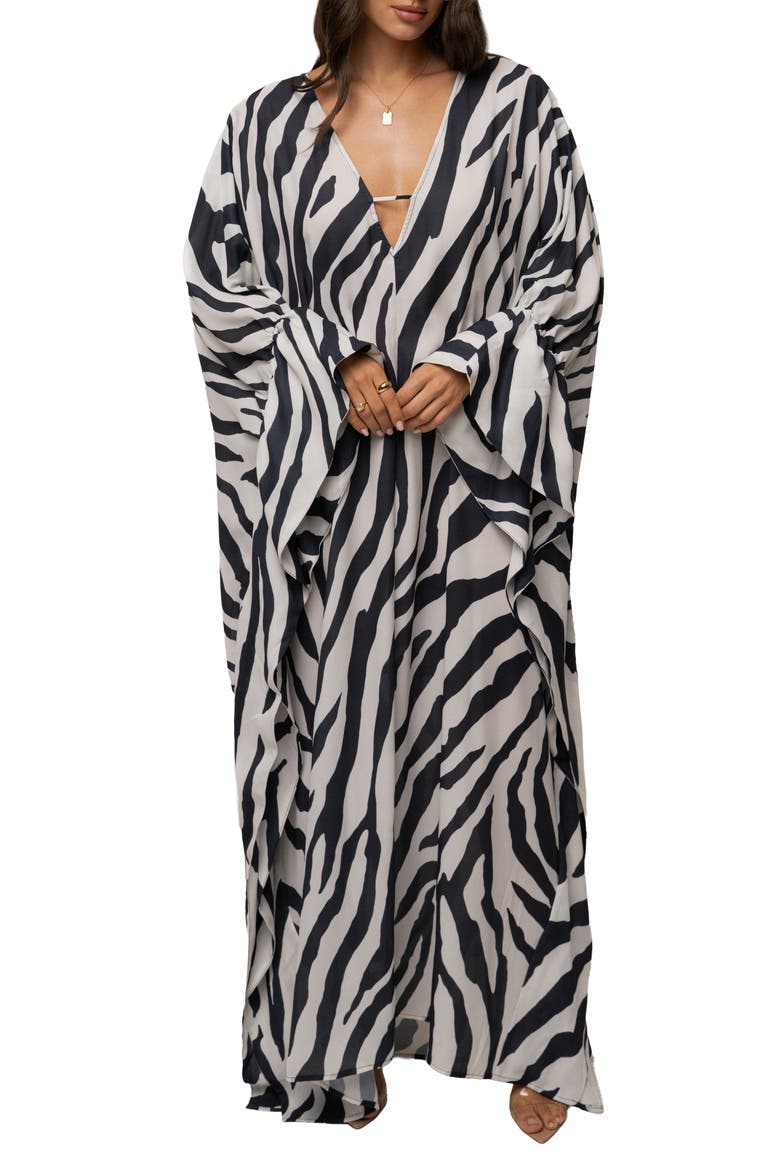 Sienna Sheer Cover Up, Alternate, color, Navy Zebra