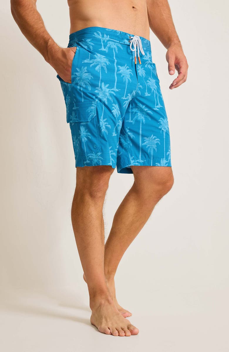 Tommy Bahama Baja Palmero Swim Trunks, Main, color, Blue Allure