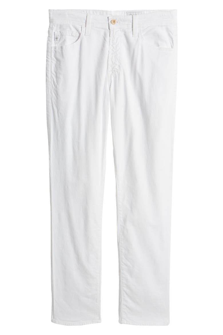 Everett Slim Straight Leg Stretch Cotton & Linen Pants, Alternate, color, WHITE