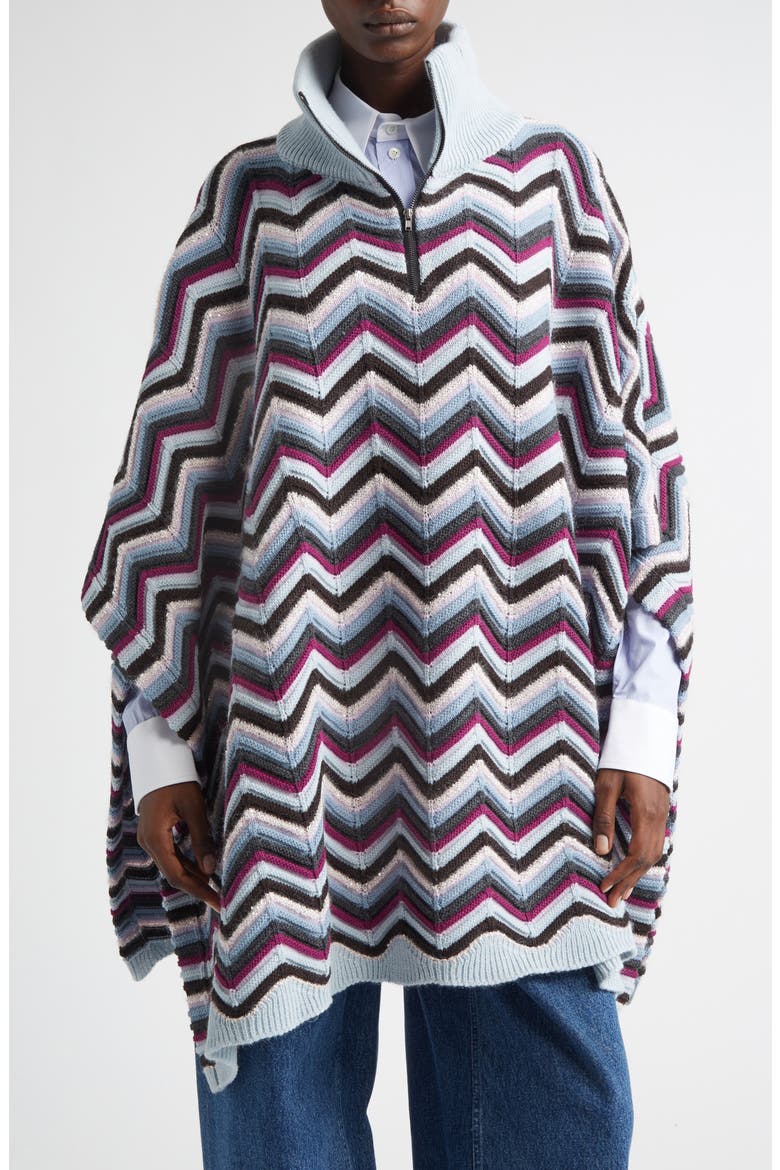 Zigzag Sequin Poncho, Main, color, 0001 BLUE MULTI