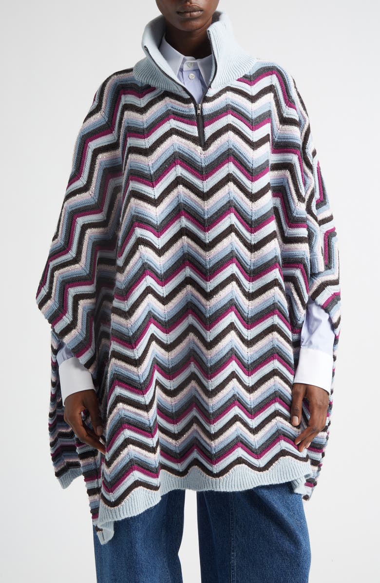 Missoni Zigzag Sequin Poncho, Main, color, 0001 Blue Multi