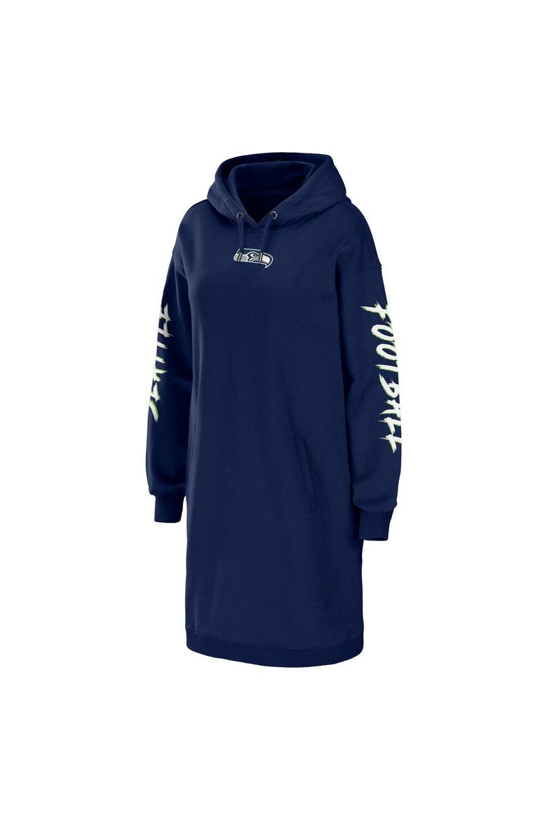 Women's WEAR by Erin Andrews College Navy Seattle Seahawks Hoodie Dress, Alternate, color, Navy