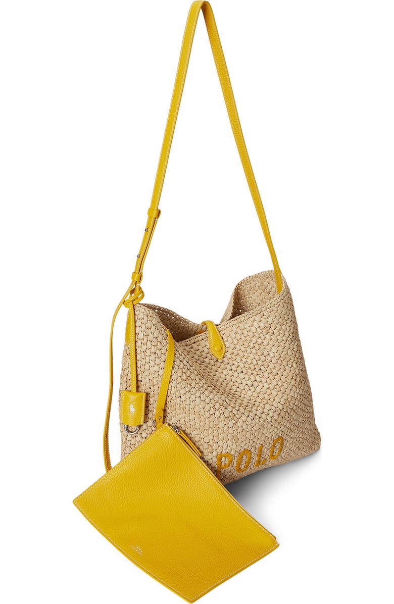 Polo Ralph Lauren Polo Play Raffia Messenger Bag, Alternate, color, Natural/ Canary Yellow