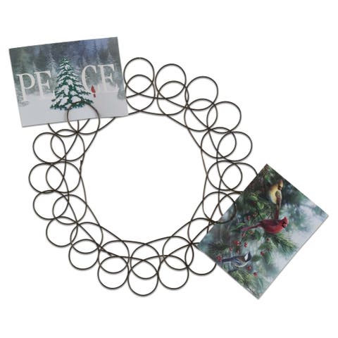 Antique Bronze Spiral Wreath Greeting Card Holder Wall Art