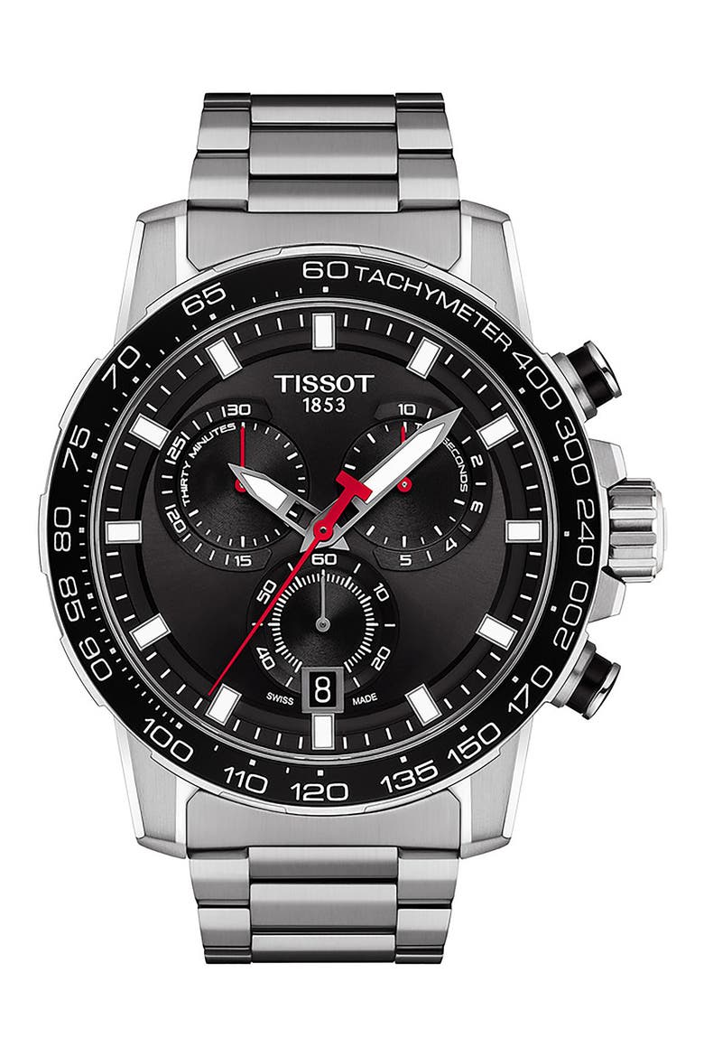 Supersport Chronograph Bracelet Watch, 45.5mm, Main, color, BLACK