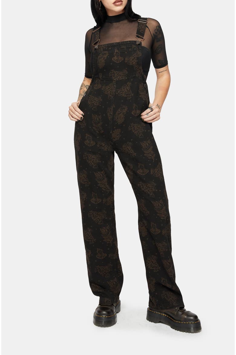 Hexborn Baba Yaga Denim Dungarees, Alternate, color, Black