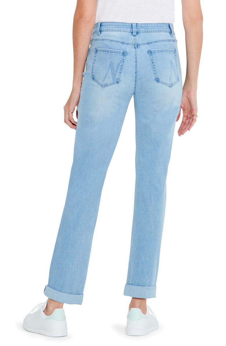 NIC+ZOE Cuffed High Waist Straight Leg Girlfriend Jeans, Alternate, color, Breeze