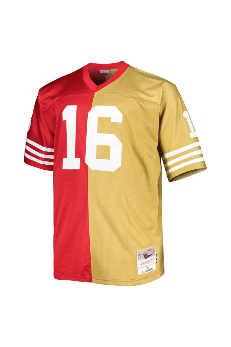 Men's Mitchell & Ness Joe Montana Scarlet/Gold San Francisco 49ers Big & Tall Split Legacy Retired Player Replica Jersey, Alternate, color, Scarlet