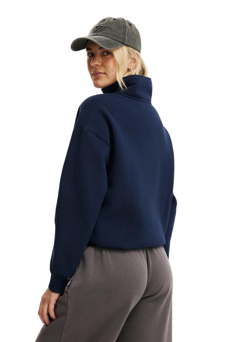 Women's Active Plush Half Zip Sweatshirt, Alternate, color, Prep Sport Navy