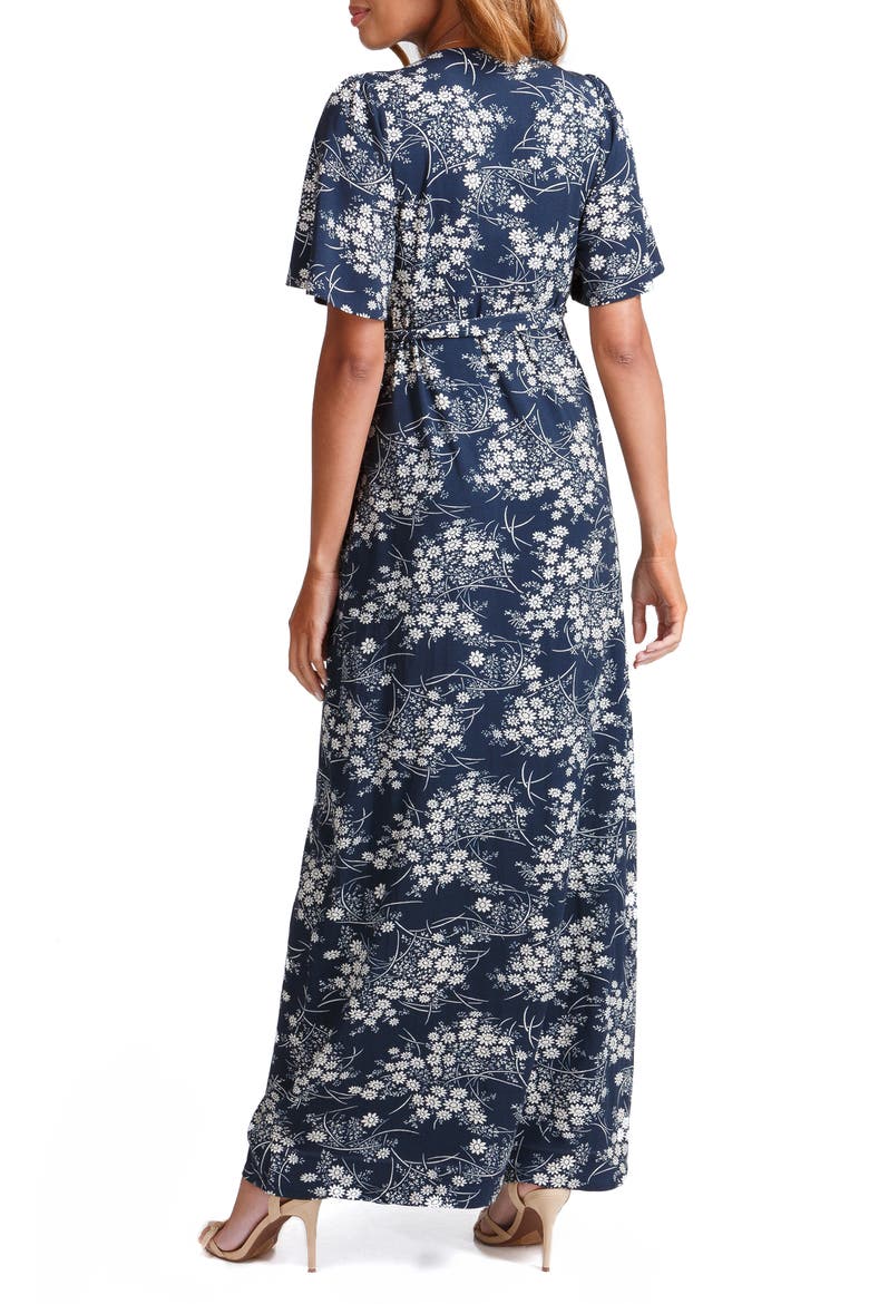 Ingrid & Isabel® Flutter Sleeve Knit Maternity/Nursing Maxi Dress, Alternate, color, VINTAGE DAISY