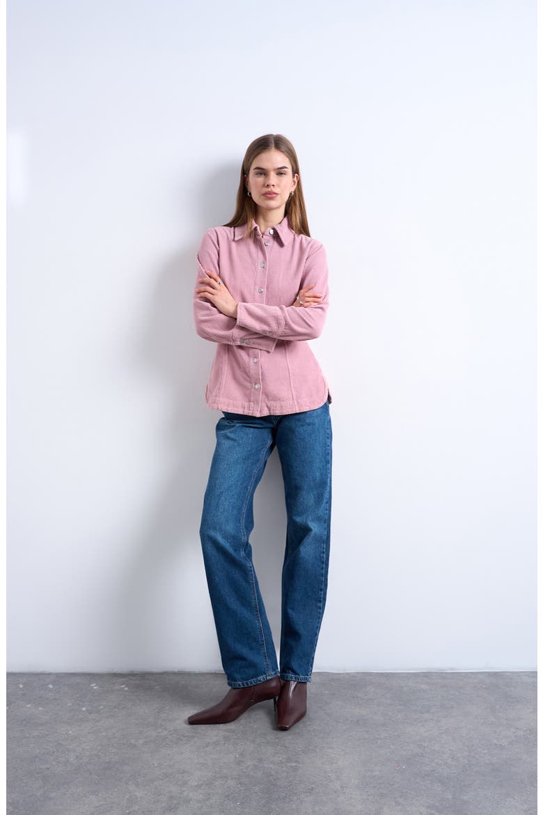 '70s Collar Corduroy Button-Up Shirt, Alternate, color, PINK