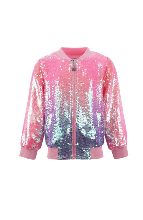 Lola + The Boys Bubble Gum Shimmer Sequin Bomber in Pink  product