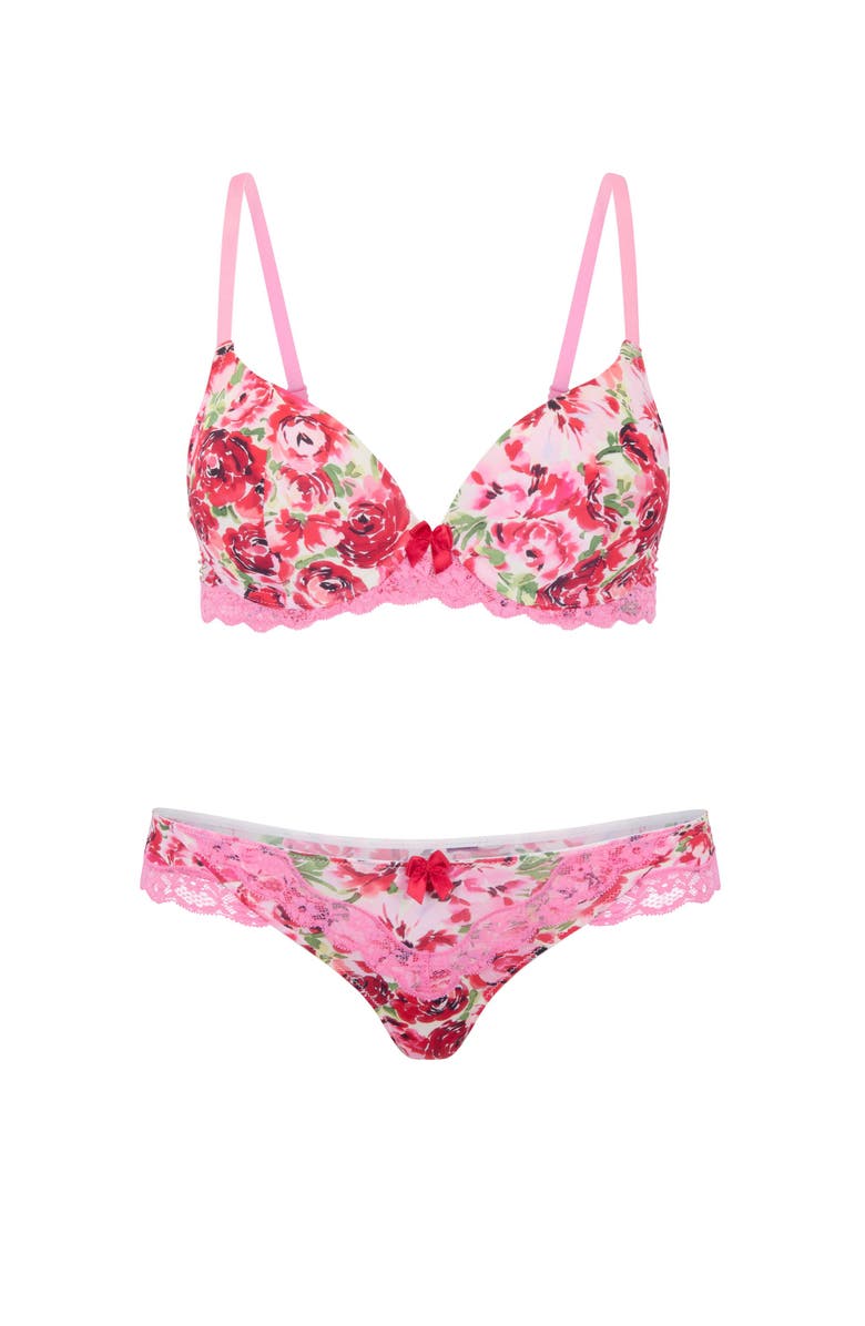 Adore Me Kati Contour Demi Bra, Alternate, color, Floral Pink