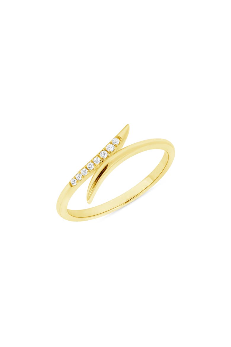 Pavé Diamond Curved Bypass Ring - 0.06ct., Main, color, 14K YELLOW GOLD