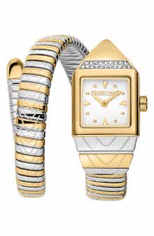 Roberto Cavalli Snake Core Wraparound Bracelet Watch, 19.5mm x 33mm