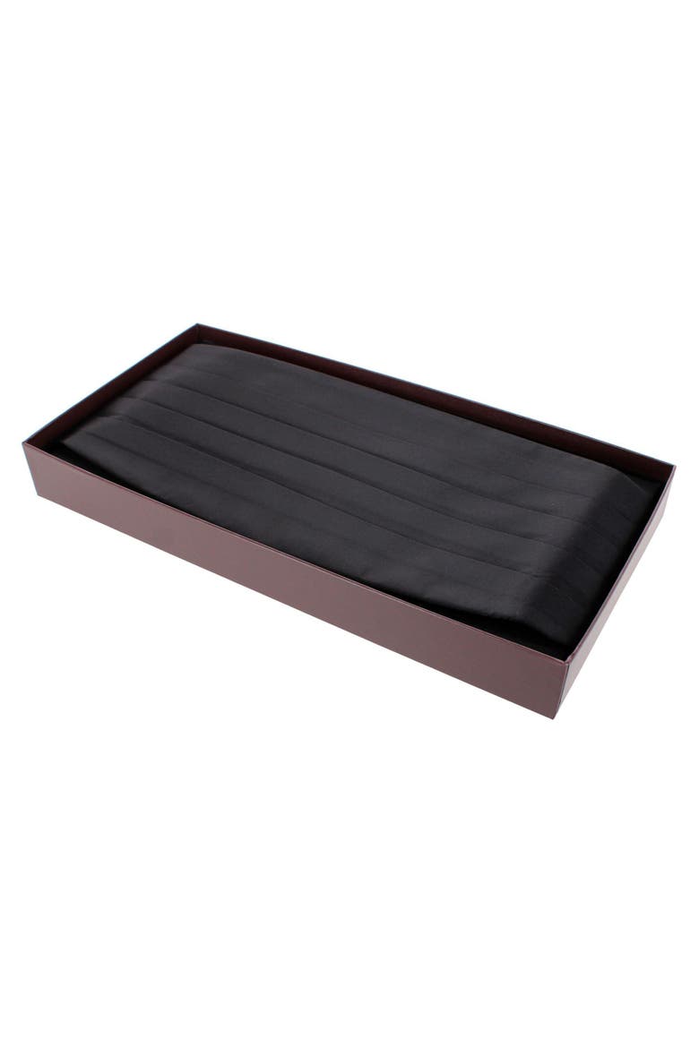 Big & Tall Sutton Solid Color Silk Cummerbund, Alternate, color, Black
