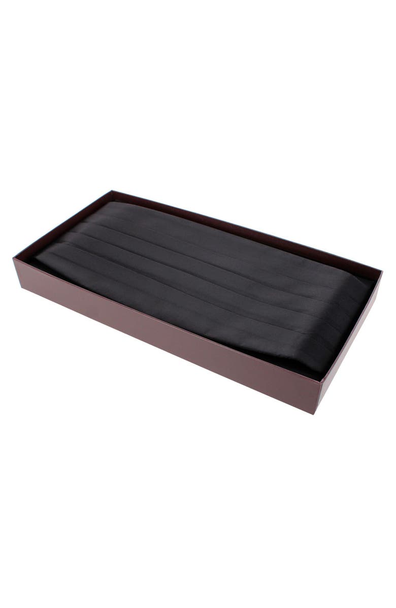 Trafalgar Big & Tall Sutton Solid Color Silk Cummerbund, Alternate, color, Black
