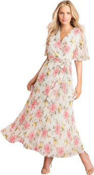 Roaman's Chiffon Flutter Sleeve Maxi Dress