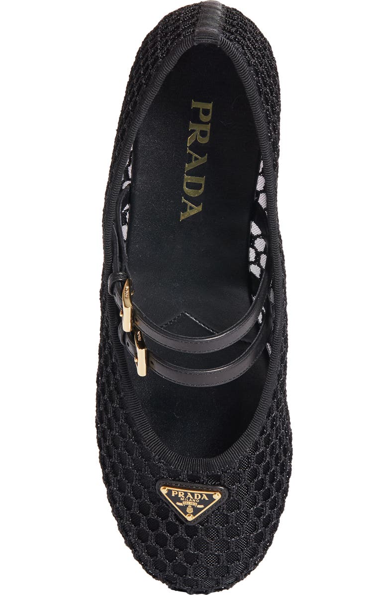 Prada Ballerine Mesh Mary Jane Flat, Alternate, color, Nero