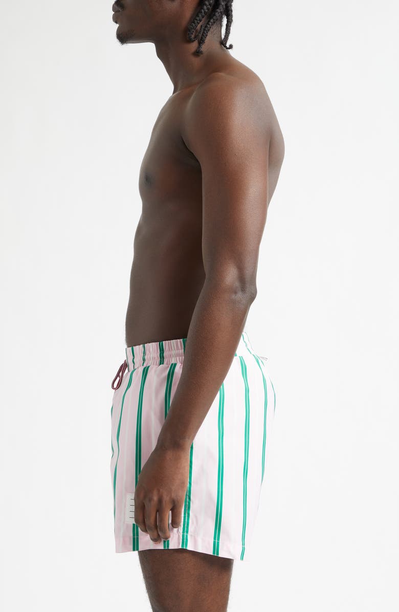 Thom Browne Stripe Swim Trunks, Alternate, color, Light Pink