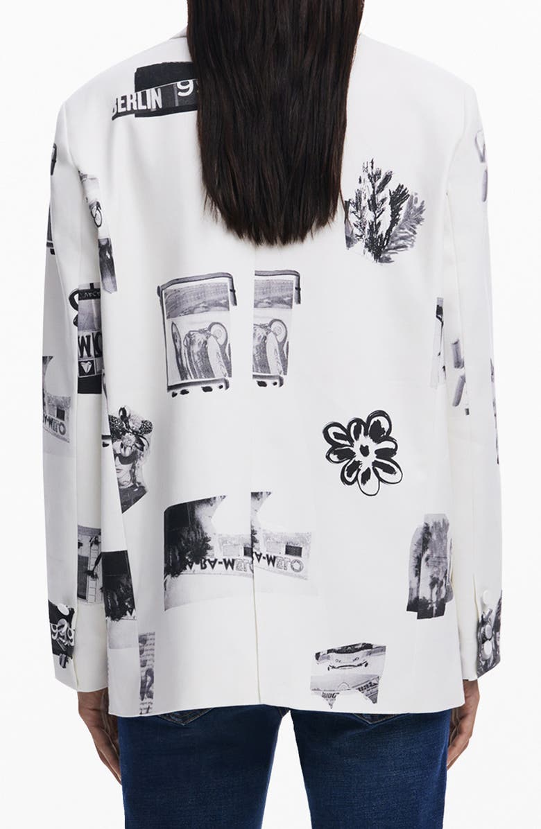 Collage Print Peak Lapel Blazer