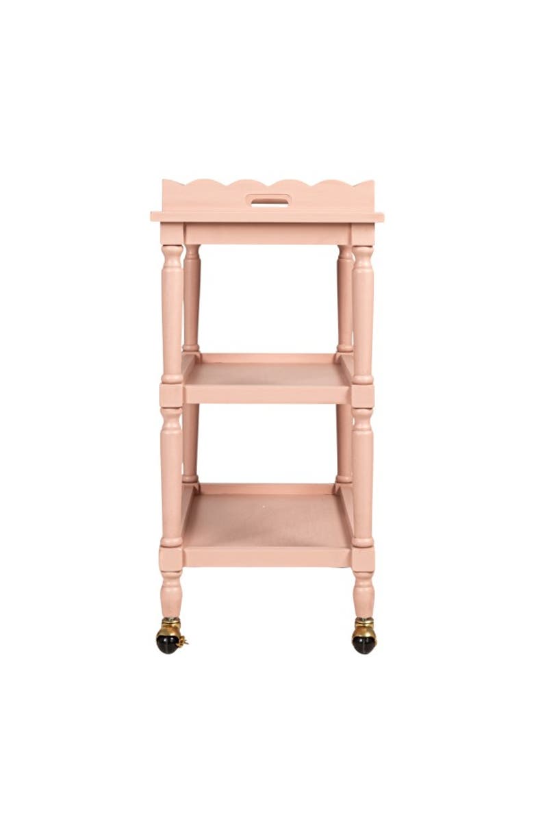 Storied Home 3-Tier Bar Cart on Casters with Removable Scalloped Tray, Alternate, color, 